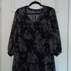 TORRID Tiered Black/Purple/Rose Gold Chiffon Dress